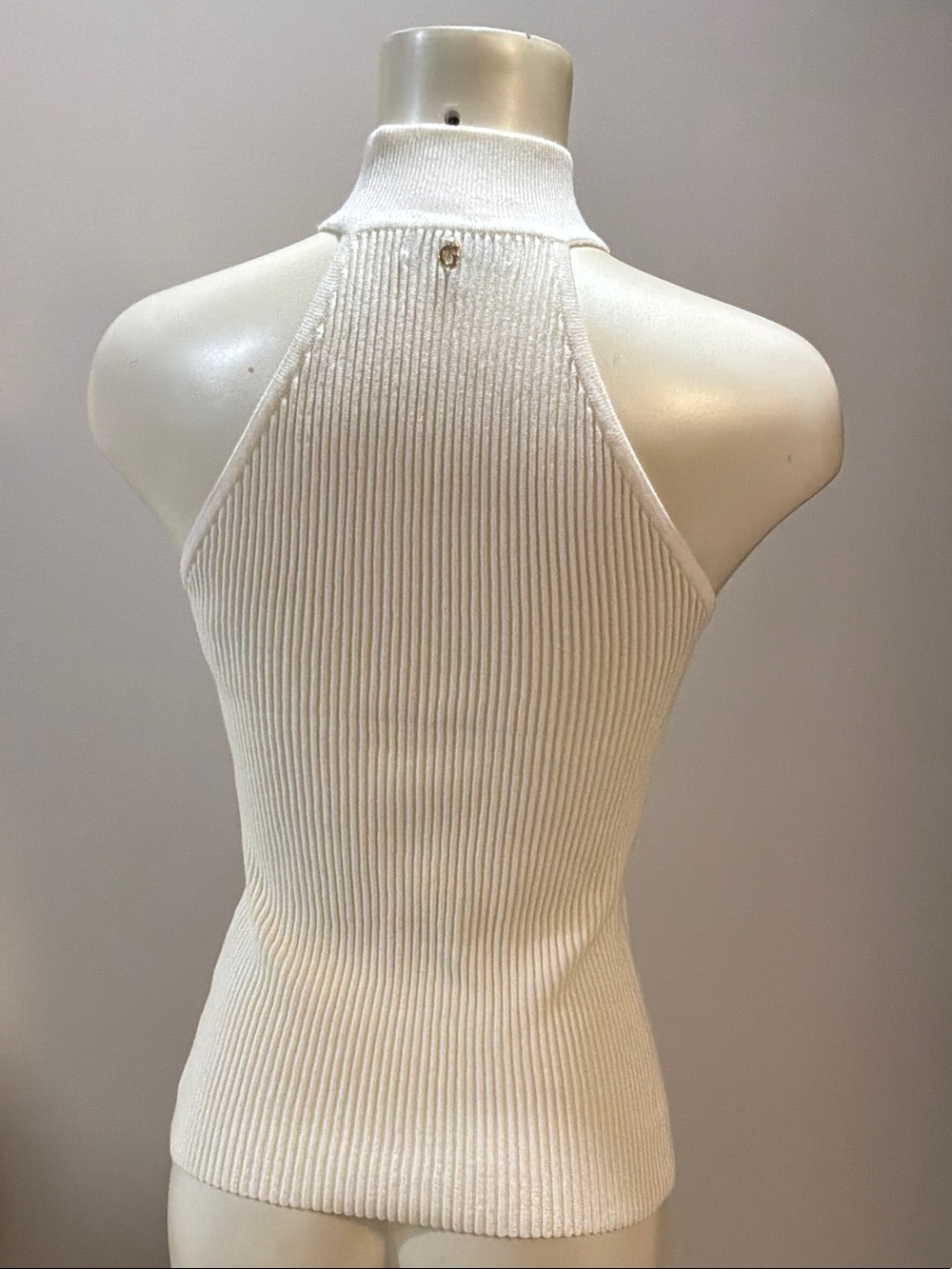 Guess White Ribbed Halter-Neck Tank - Picture 2 of 7